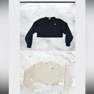 Bundle of 2 Champion Reverse Weave Cropped Sweatshirt – Black/white – s/m